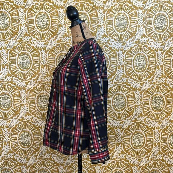 J. Crew Tartan Plaid Cotton Poplin Jewel Buttons Popover Top size S - Picture 9 of 12